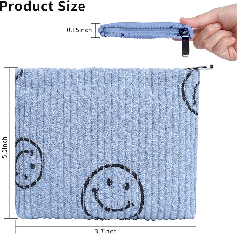 Teircno 2 Pack Coin Purse, Soft Corduroy Purse Pouch with Zipper Cute Smiley Face Coin Purse Mini Change Purse Pouch for Pocket, Small Purse for Women Credit Card Key Lipstick Holder - Image 2